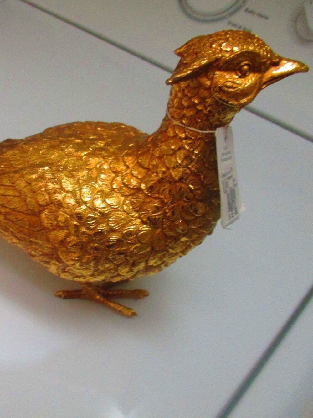 RAZ Imports Metal and Resin Gold Pheasant, Solid not Hollow, Brand New with Tags